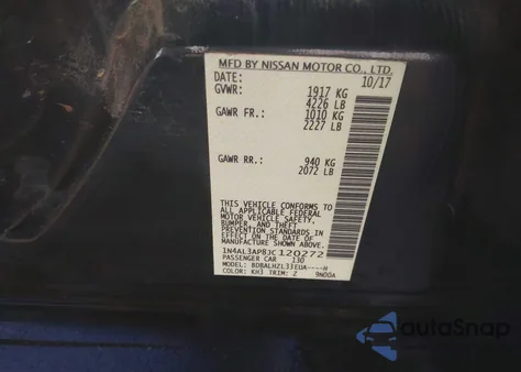 2018 Nissan Altima 2.5 Sr from USA, damaged, VIN 1N4AL3AP8JC120272